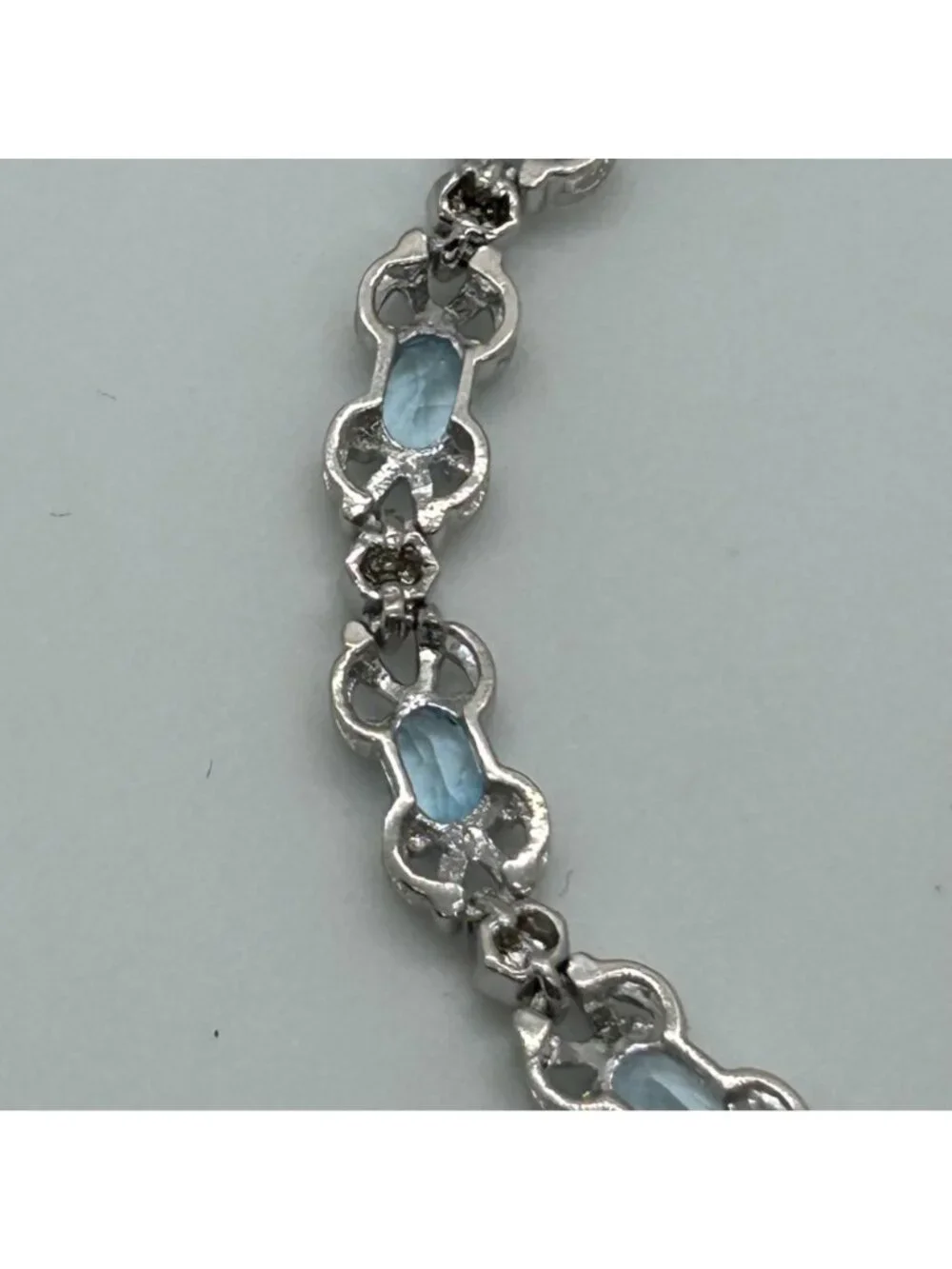 Sterling Silver Tennis Bracelet Blue Gemstones 6.5 